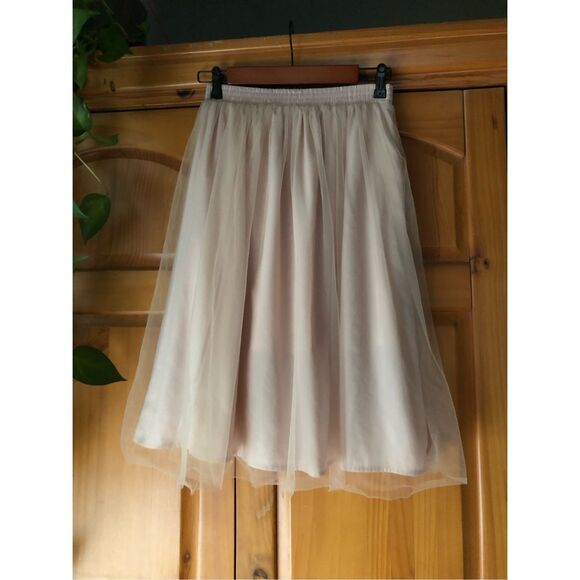 Miami Skirt Womens SZ S Pink Tutu Style Midi Hi-Low Hem Peasant w/ Lining - Picture 1 of 8